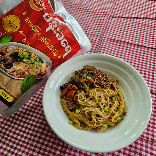 ပန်းခရေ အသင့်စား ရှမ်းခေါက်ဆွဲ (တပွဲစာ)