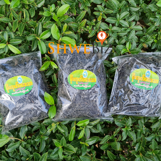 မိုးကုတ်ပဒေသာ ရွှေဖီမိုးလွတ် လက်ဖက်ခြောက် (165g)